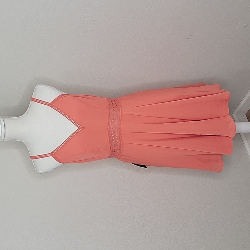 Bebe Lace Trim Fit And Flare Dress